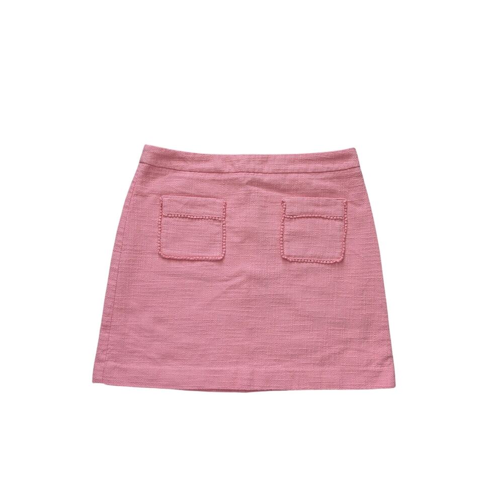 LOFT Tweed Mini Skirt Womens 10 Pink Cotton Barbiecore Coquette Preppy